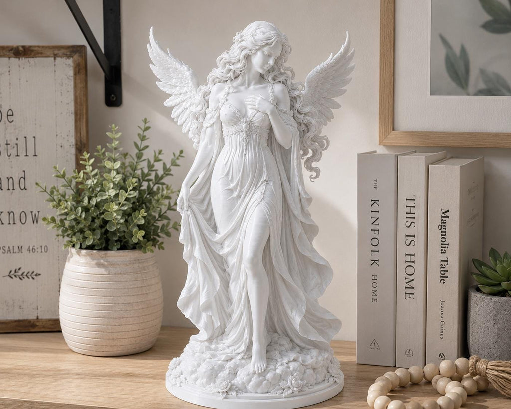 Celestial Angel Statue, Angel Figurine Decor, Moon Accent, Memorial Sympathy Gift — photo 4