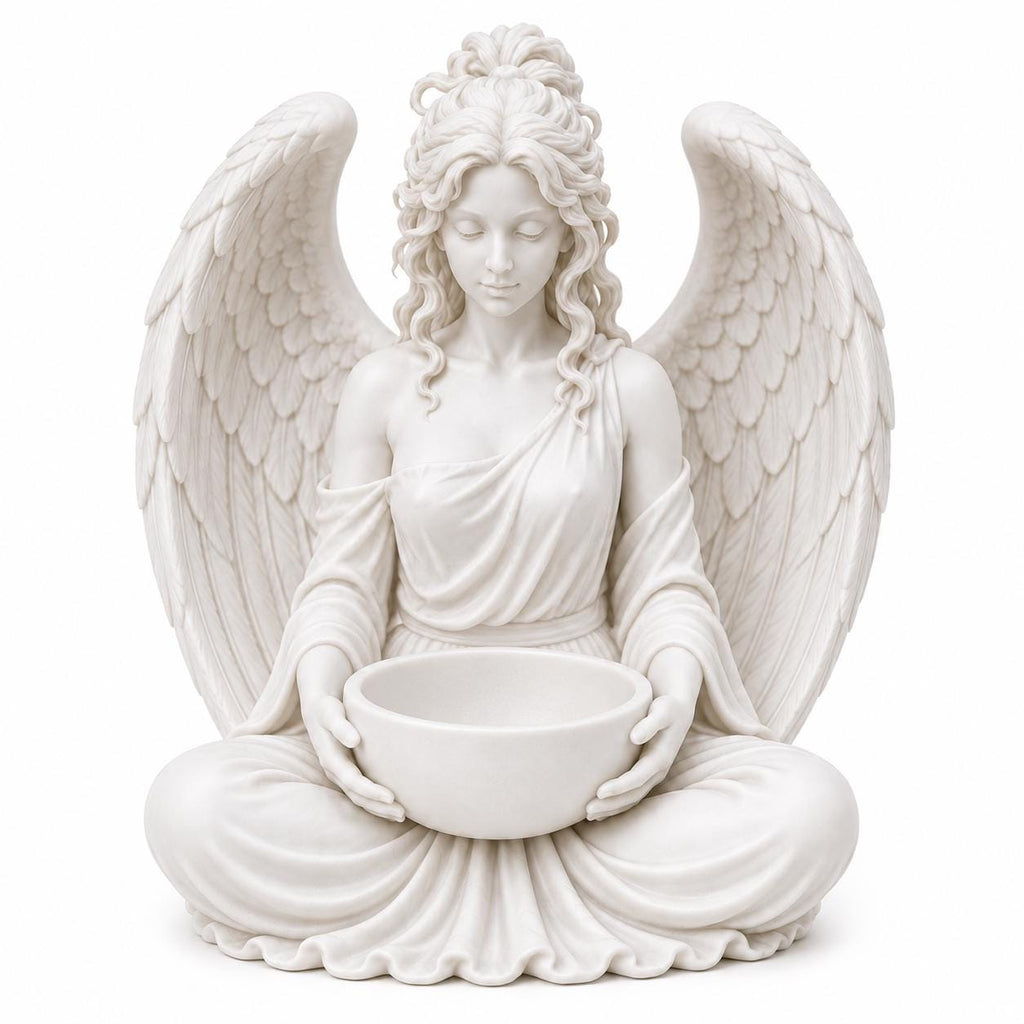 Meditating Angel Planter Statue, White Sculpture, Succulent Air Plant Holder — photo 2