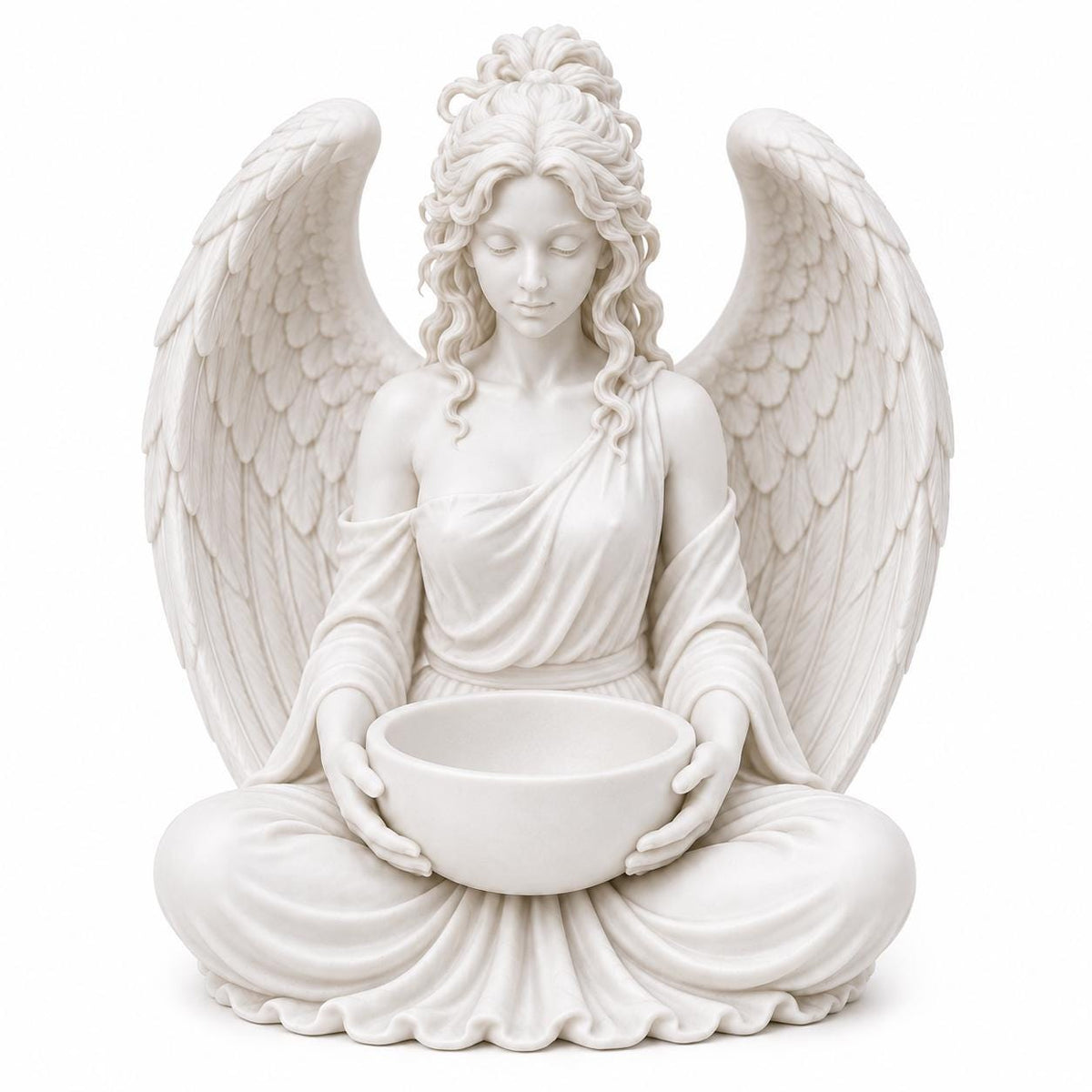 Meditating Angel Planter Statue, White Sculpture, Succulent Air Plant Holder — photo 2