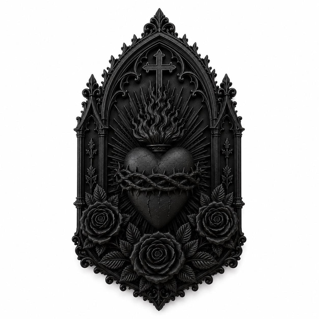 Gothic Sacred Heart Wall Plaque, Ornate Cathedral Frame, Dark Romantic Decor — photo 5