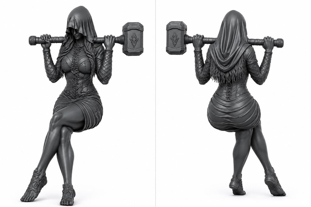 Valkyrie Hammer Maiden Statue | Norse Gothic Fantasy Shelf Sitter — photo 4