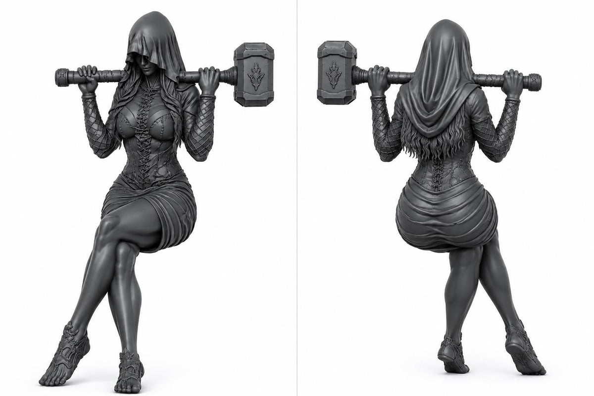 Valkyrie Hammer Maiden Statue | Norse Gothic Fantasy Shelf Sitter — photo 4