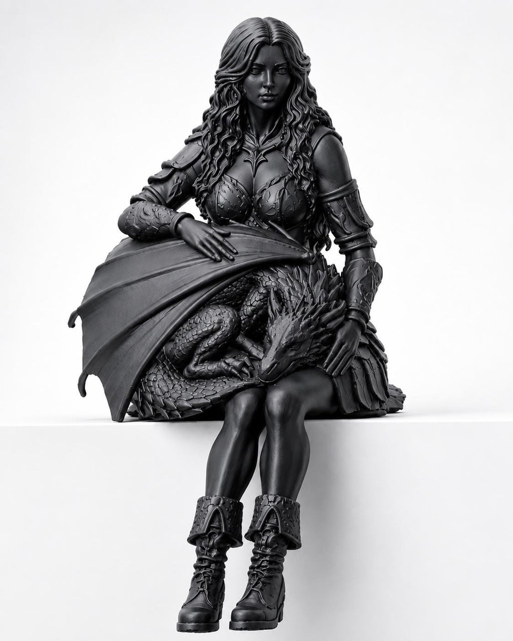 Dragon Rider Shelf Sitter, Romantasy Bookshelf Decor, Gothic Fantasy Figurine, Dragon Lover Gift — photo 3