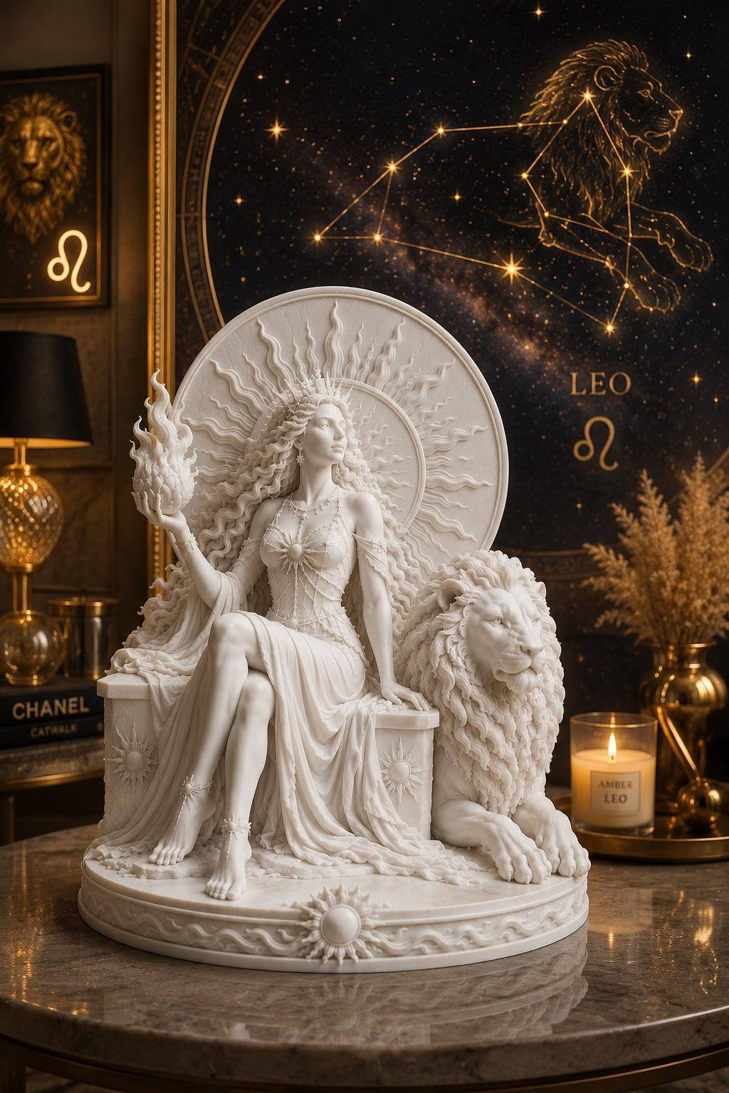 Leo Zodiac Statue – Fire Goddess Sculpture