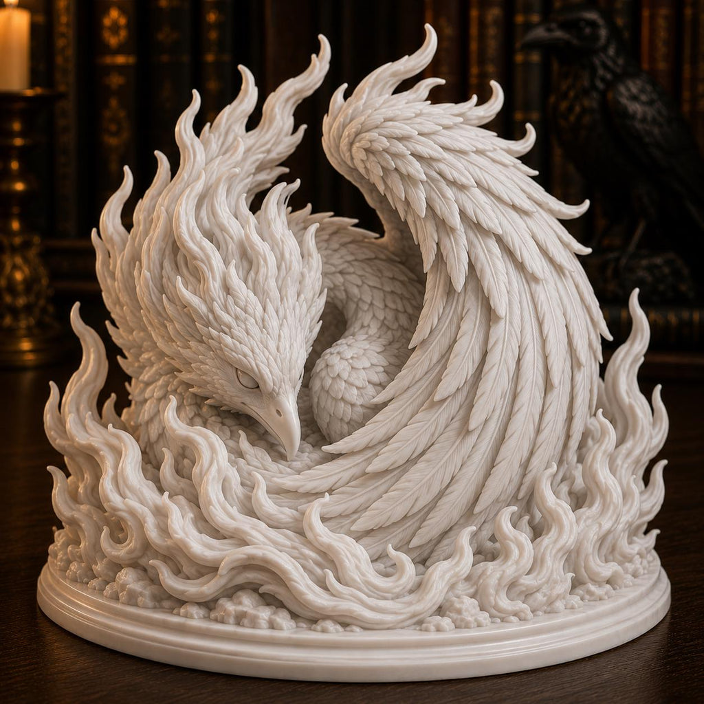 Sleeping Phoenix Statue, Rebirth Symbol, Fantasy Shelf Decor, Mythical Sculpture — photo 3