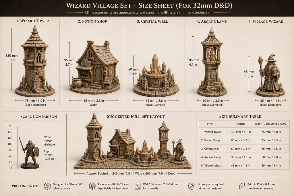 Wizard Village Terrain Set | Fantasy RPG Miniature Scenery, 32mm Scale — photo 3