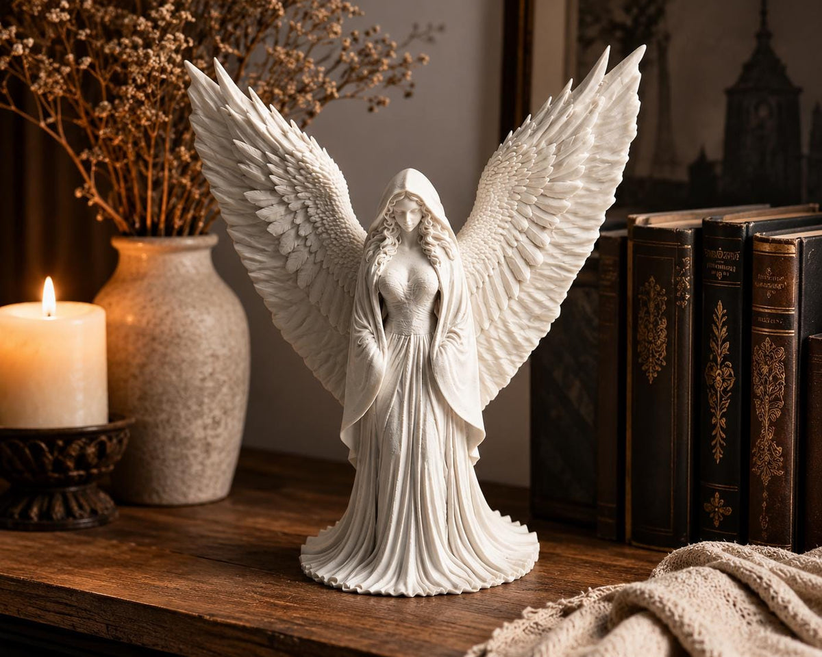 Guardian Angel Statue, Gothic Serenity Decor, Memorial Figurine — photo 2
