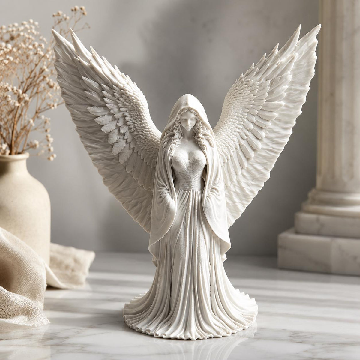 Guardian Angel Statue, Gothic Serenity Decor, Memorial Figurine