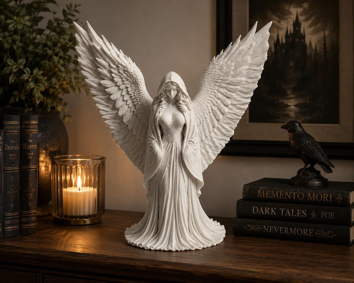 Guardian Angel Statue, Gothic Serenity Decor, Memorial Figurine — photo 3