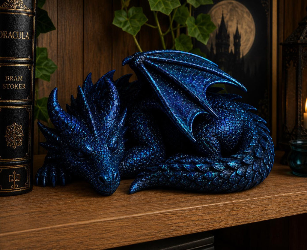 Sleeping Dragon Statue – Curled Fantasy Bookshelf Decor — photo 3