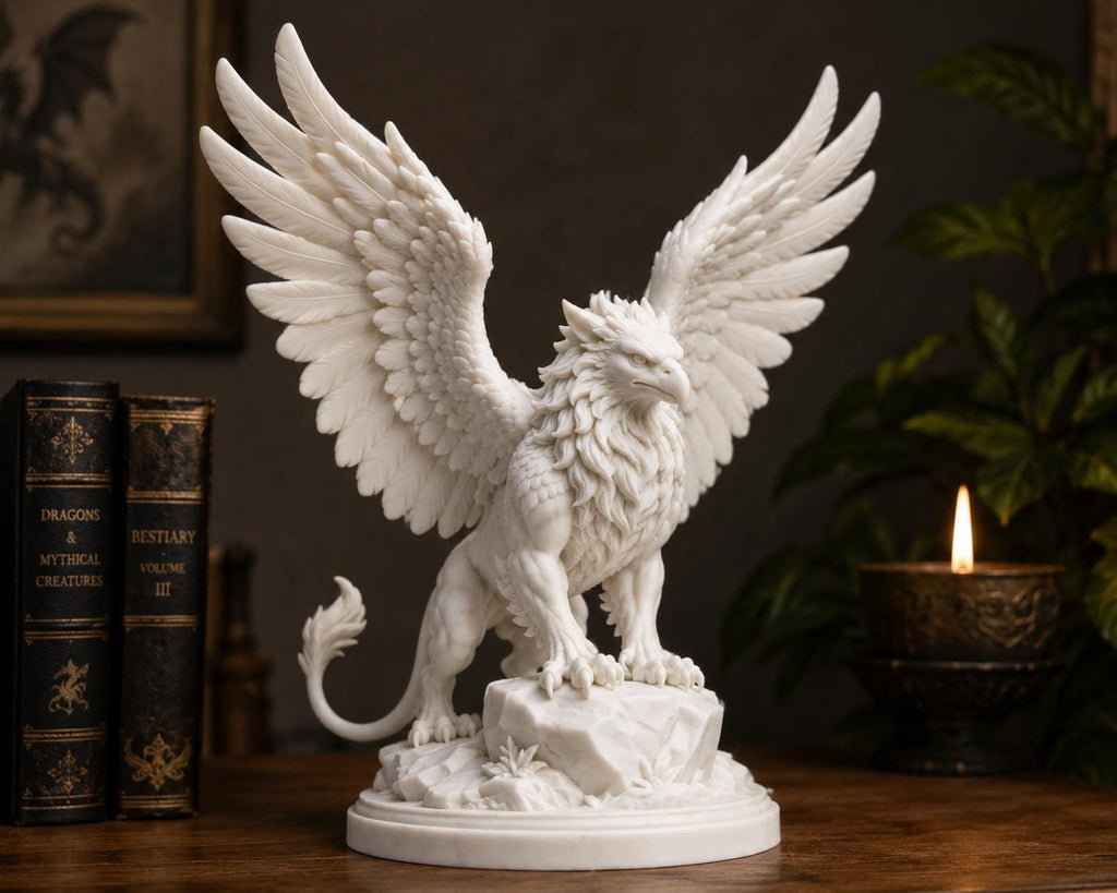 Griffin Statue, Mythical Guardian Sculpture, Gothic Bookshelf Decor, Fantasy Figurine — photo 2