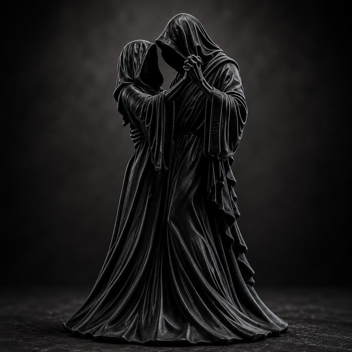 Gothic Couple Sculpture, Grim Reaper Dark Empress Decor, Skeleton Lovers Gift — photo 2