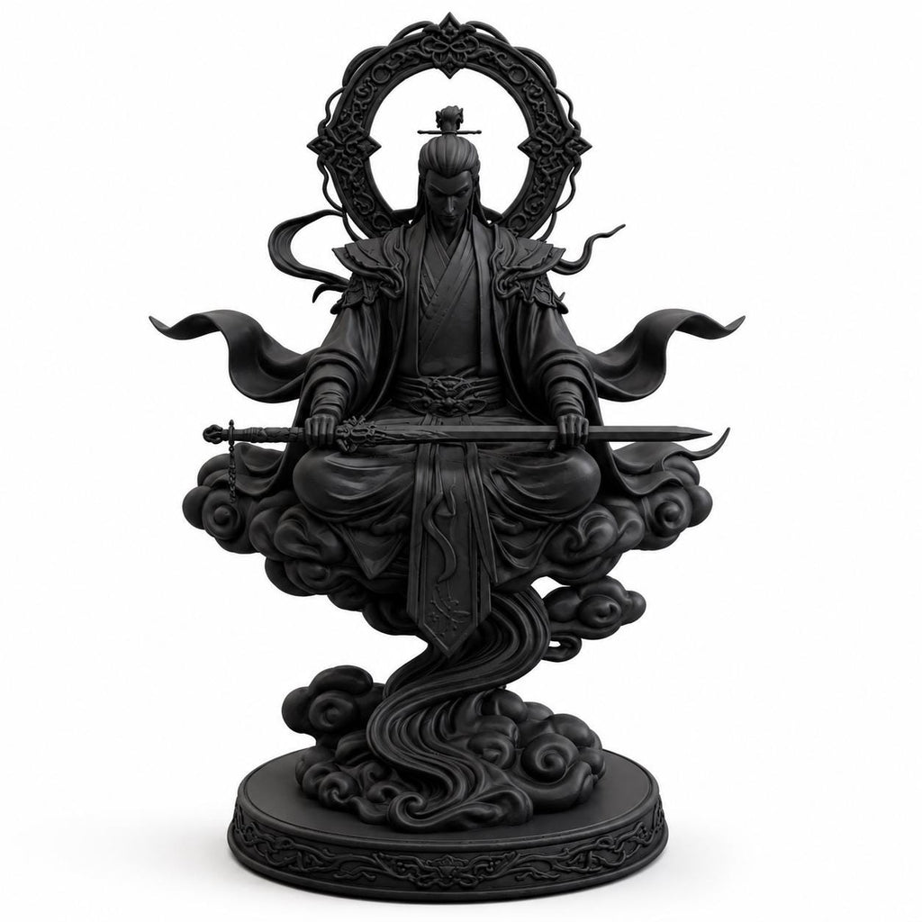Xianxia Celestial Sword Master Statue, Wuxia Dao Cultivator Decor, Fantasy Sculpture — photo 4