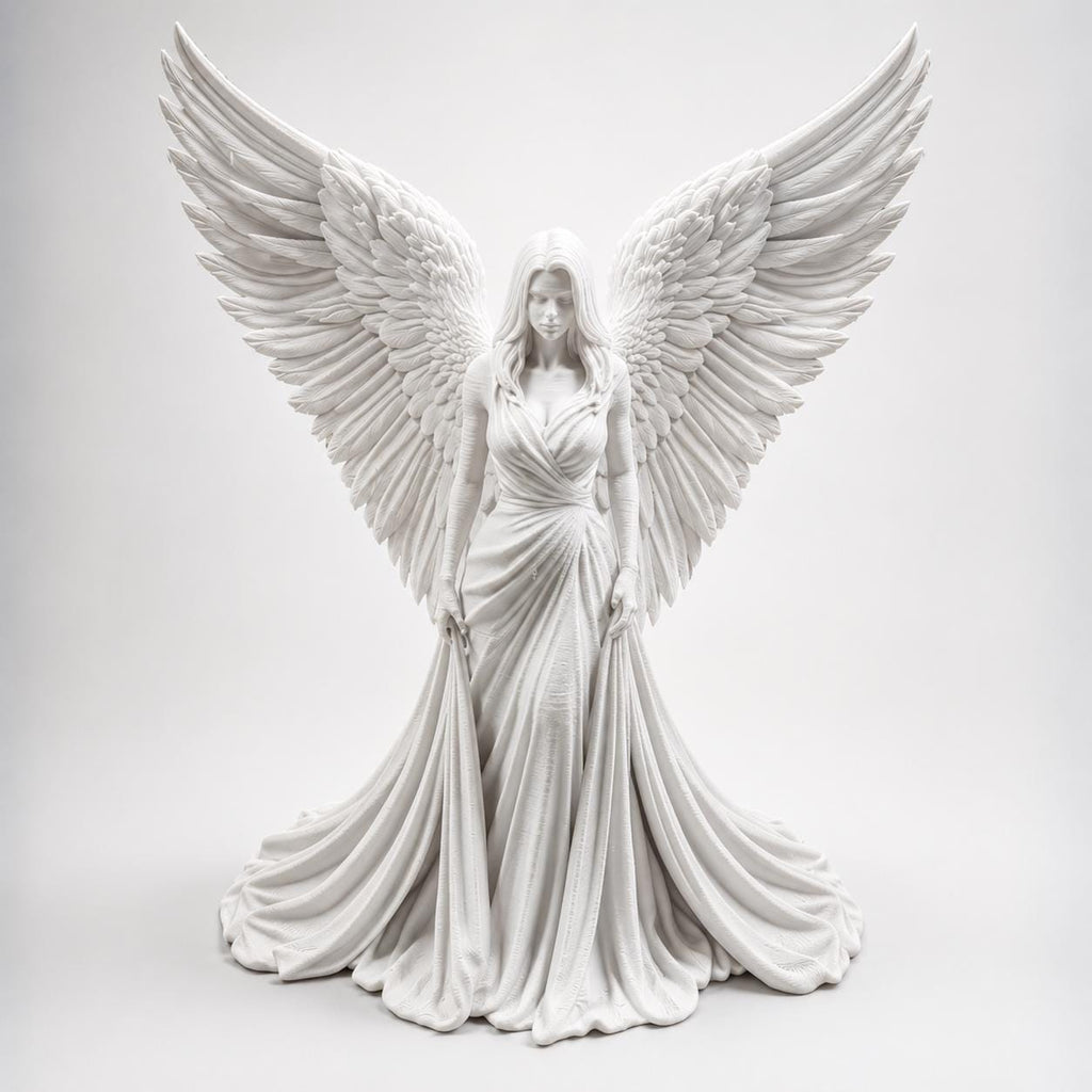 White Guardian Angel Statue, Winged Figurine, Memorial and Spiritual Shelf Decor, 5–10 Inch — photo 2