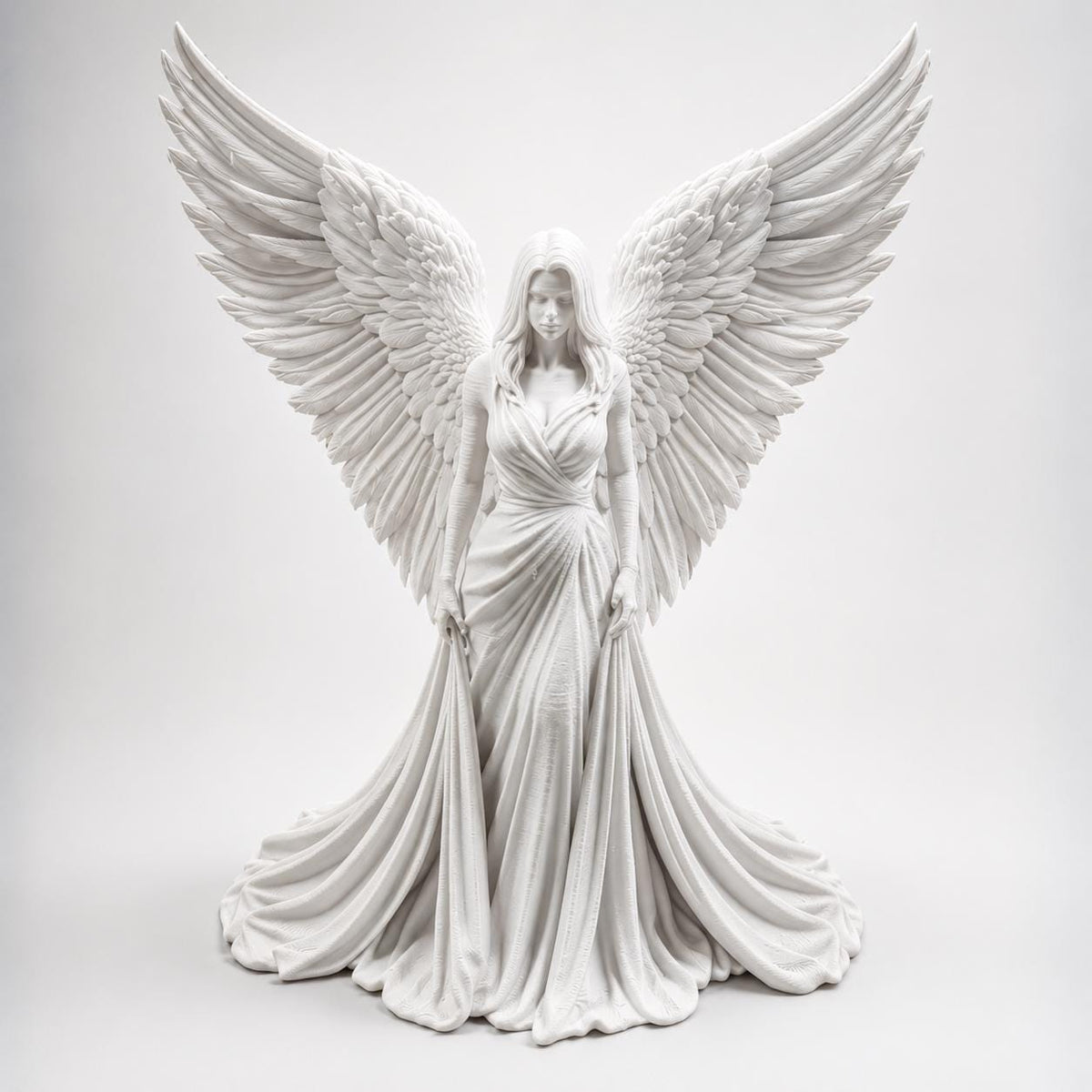 White Guardian Angel Statue, Winged Figurine, Memorial and Spiritual Shelf Decor, 5–10 Inch — photo 2