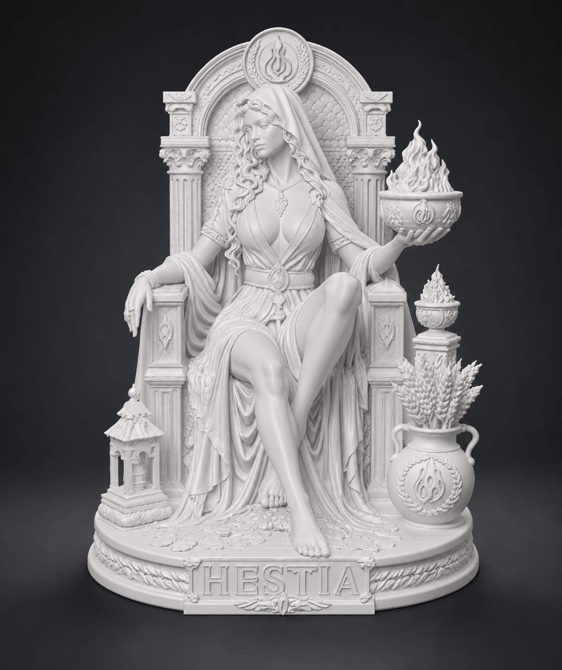 Hestia Goddess Statue, Greek Mythology Hearth Sculpture, Pagan Altar Decor — photo 3