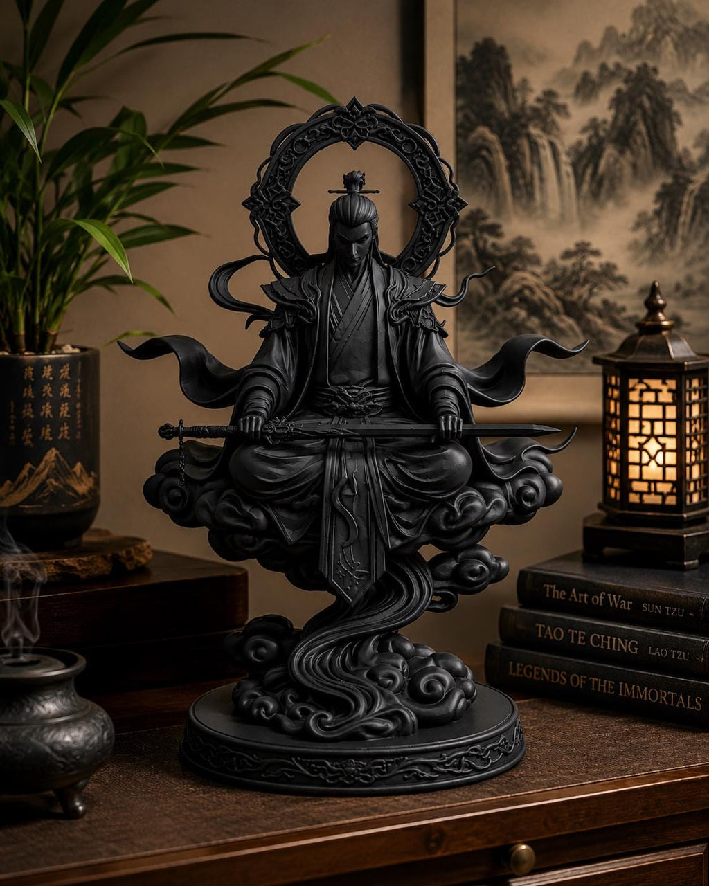 Xianxia Celestial Sword Master Statue, Wuxia Dao Cultivator Decor, Fantasy Sculpture