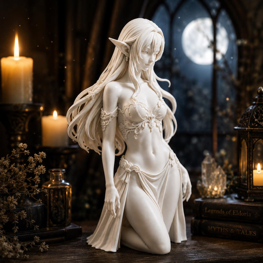 Fantasy Elf Statue, Gothic Decor, 3D Printed PLA Figurine, Mythical Shelf Decor