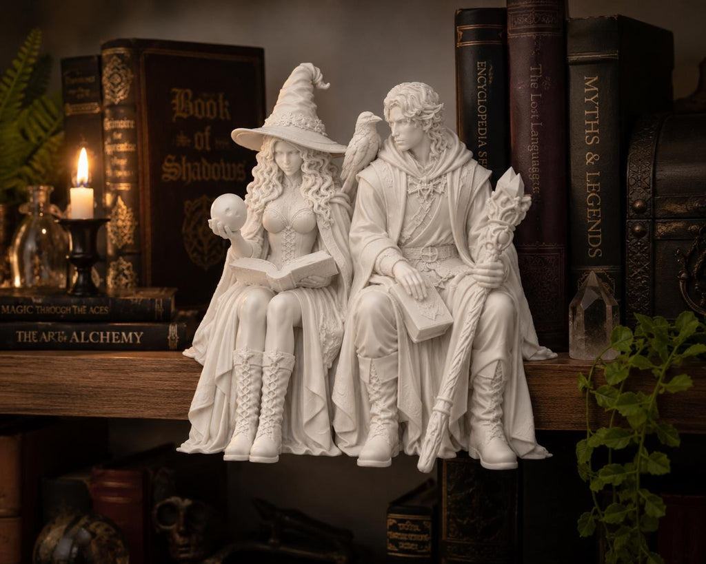 Wizard Couple Shelf Sitter, Fantasy Witch Wizard Figurine, Magic Library Decor — photo 3