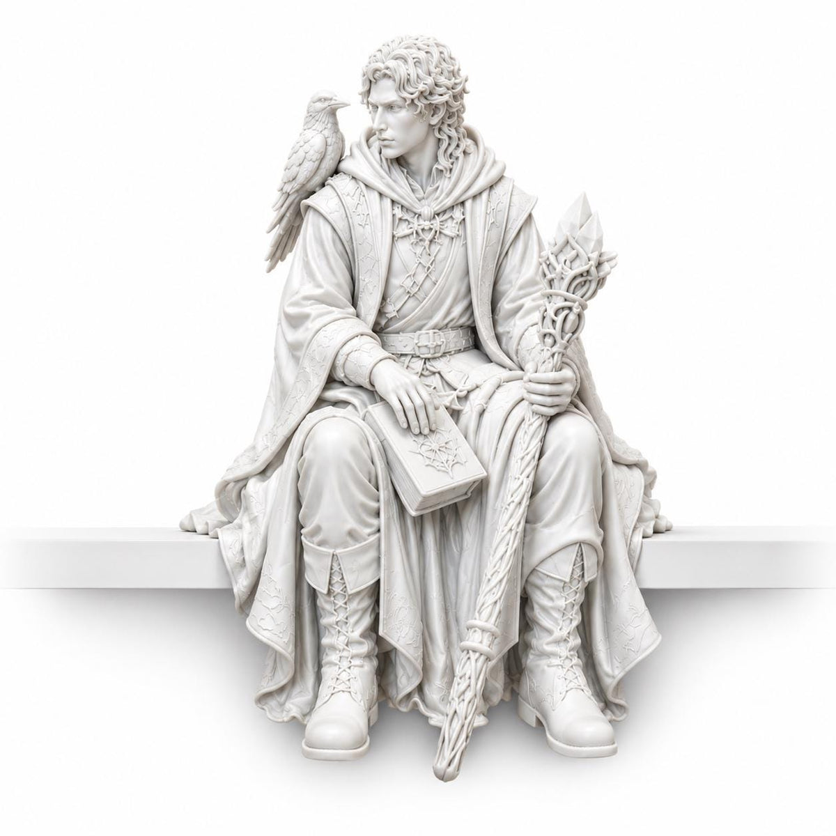 Wizard Shelf Sitter, Fantasy Gothic Library Decor, Dark Academia Figurine Statue — photo 2
