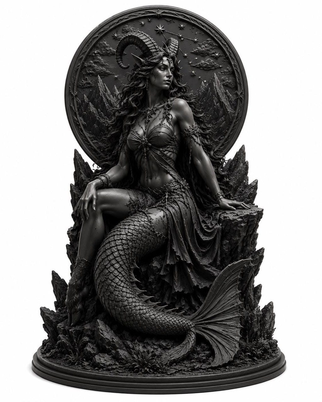 Capricorn Goddess Statue, Zodiac Mermaid Decor, Mythical Sea Goat Sculpture, Astrology Gift — photo 4