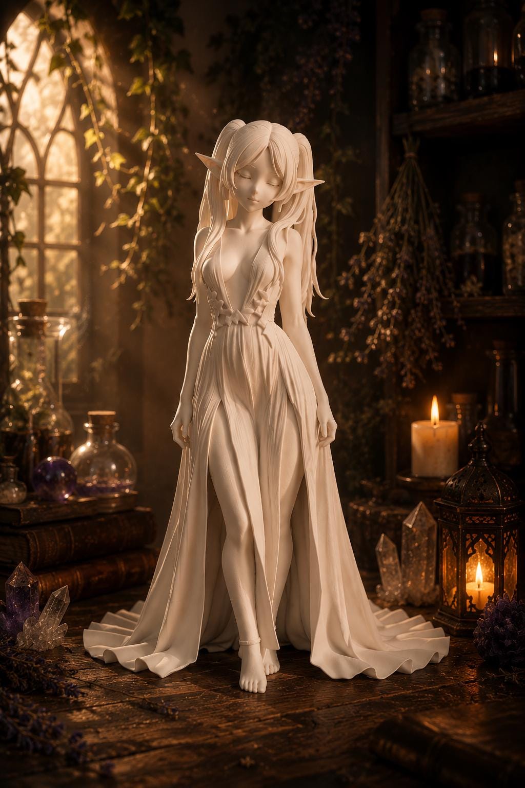 Frieren Inspired Anime Elf Maiden Statue, Fantasy Elf Girl Figure — photo 2