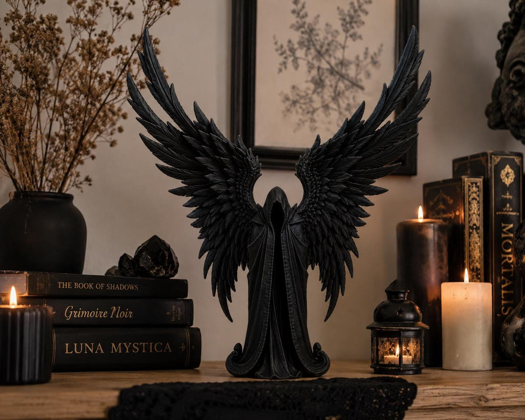 Dark Angel Statue, Gothic Winged Guardian Figurine — photo 2