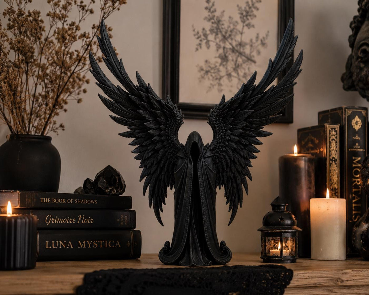 Dark Angel Statue, Gothic Winged Guardian Figurine — photo 2