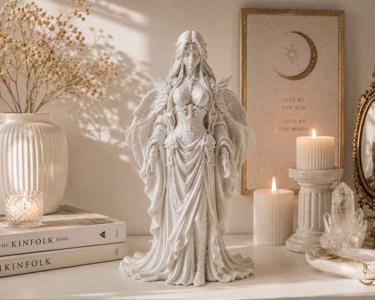 Angel Goddess Statue, Celestial Guardian Sculpture, Fantasy Angel Figurine, Gothic Home Decor — photo 2