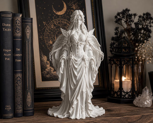Angel Goddess Statue, Celestial Guardian Sculpture, Fantasy Angel Figurine, Gothic Home Decor