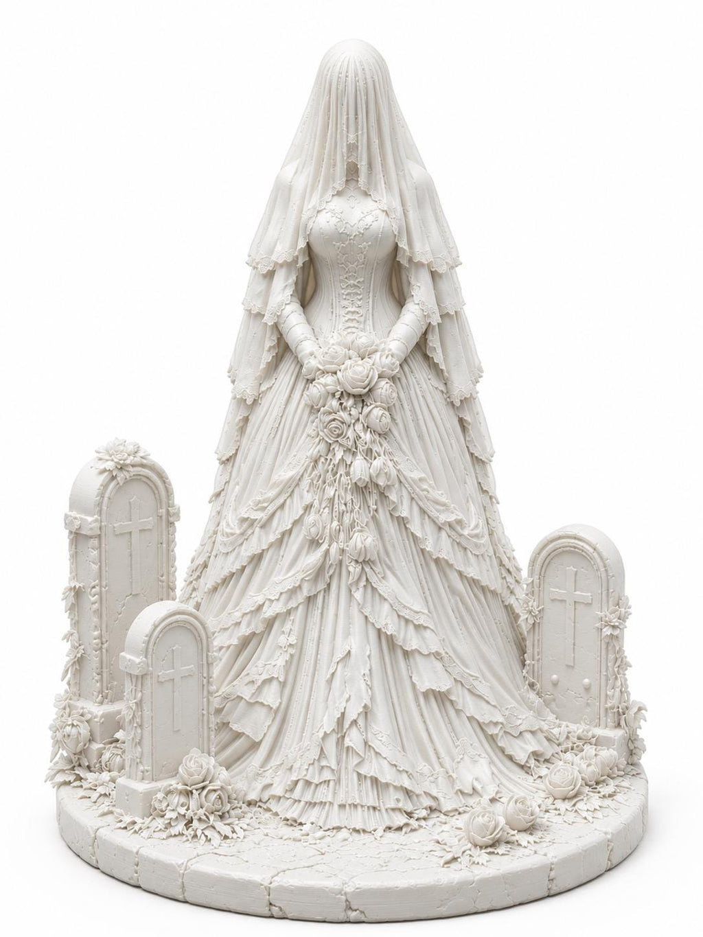 Veiled Bride Statue, Gothic Halloween Decor, Victorian Ghost Bride Sculpture — photo 4