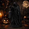 Graveyard Keeper Statue, Gothic Hooded Lantern Guardian, Halloween Decor
