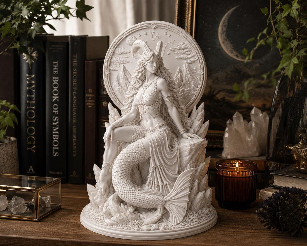 Capricorn Goddess Statue, Zodiac Mermaid Decor, Mythical Sea Goat Sculpture, Astrology Gift — photo 2