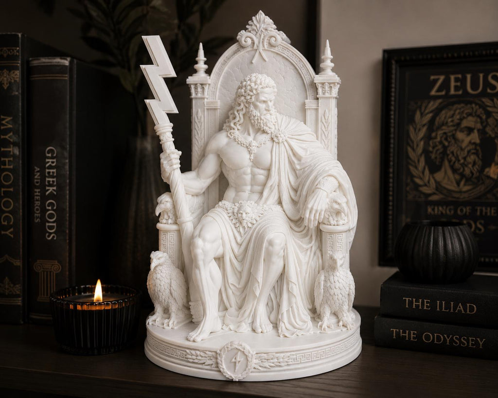Zeus Statue: Greek God Sculpture with Lightning Bolt, Mythology Decor — photo 2