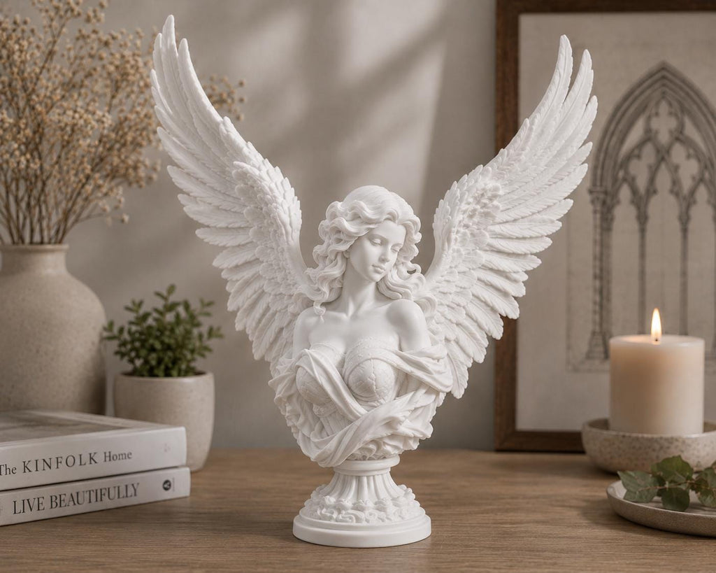 Angel Bust Sculpture, Gothic Celestial Decor, Memorial Gift — photo 2