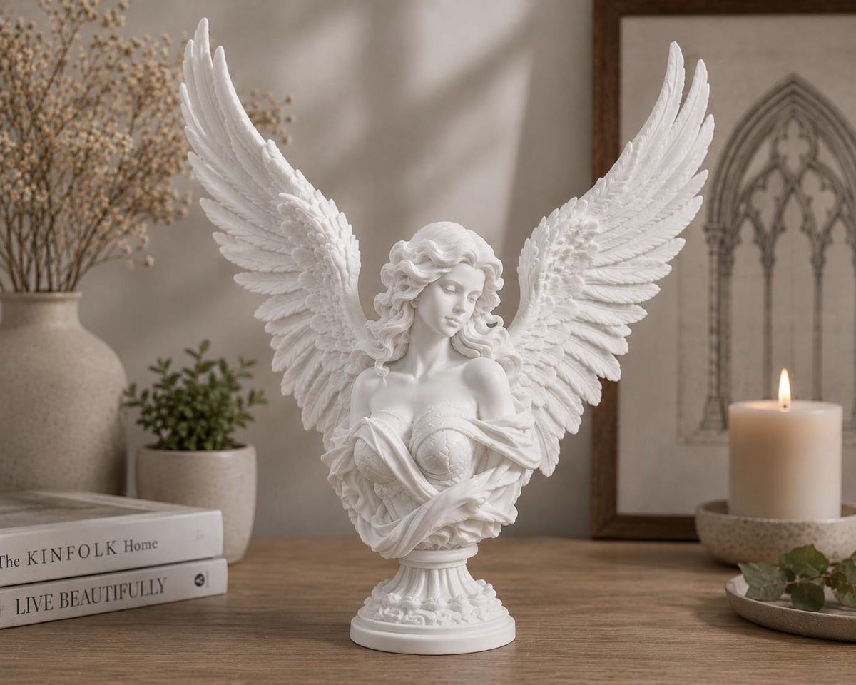Angel Bust Sculpture, Gothic Celestial Decor, Memorial Gift — photo 2