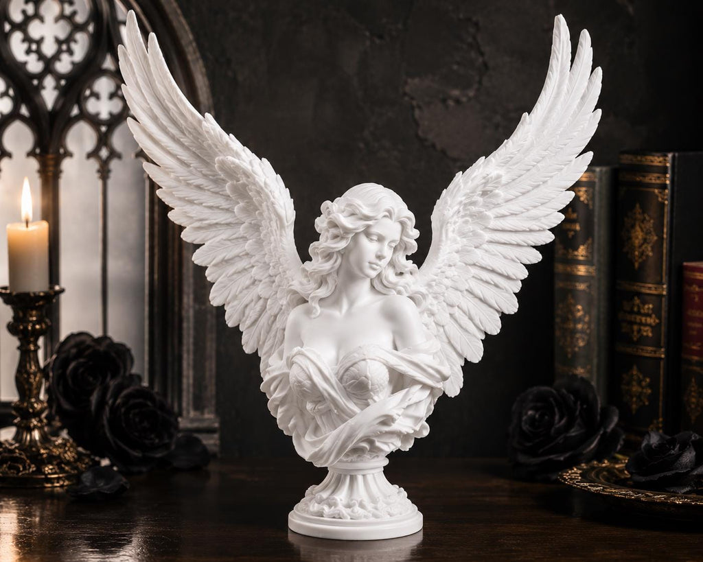 Angel Bust Sculpture, Gothic Celestial Decor, Memorial Gift — photo 5