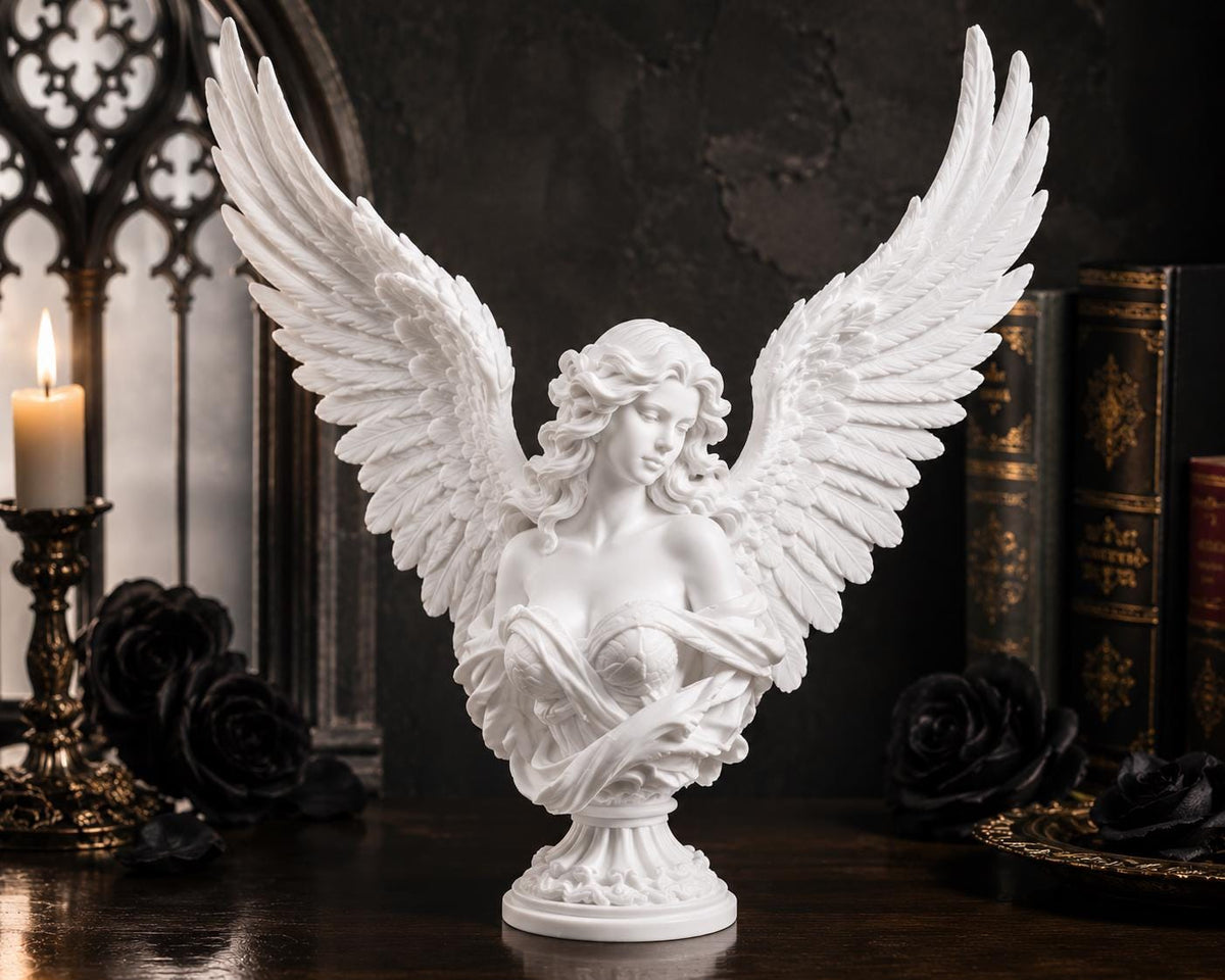 Angel Bust Sculpture, Gothic Celestial Decor, Memorial Gift — photo 5