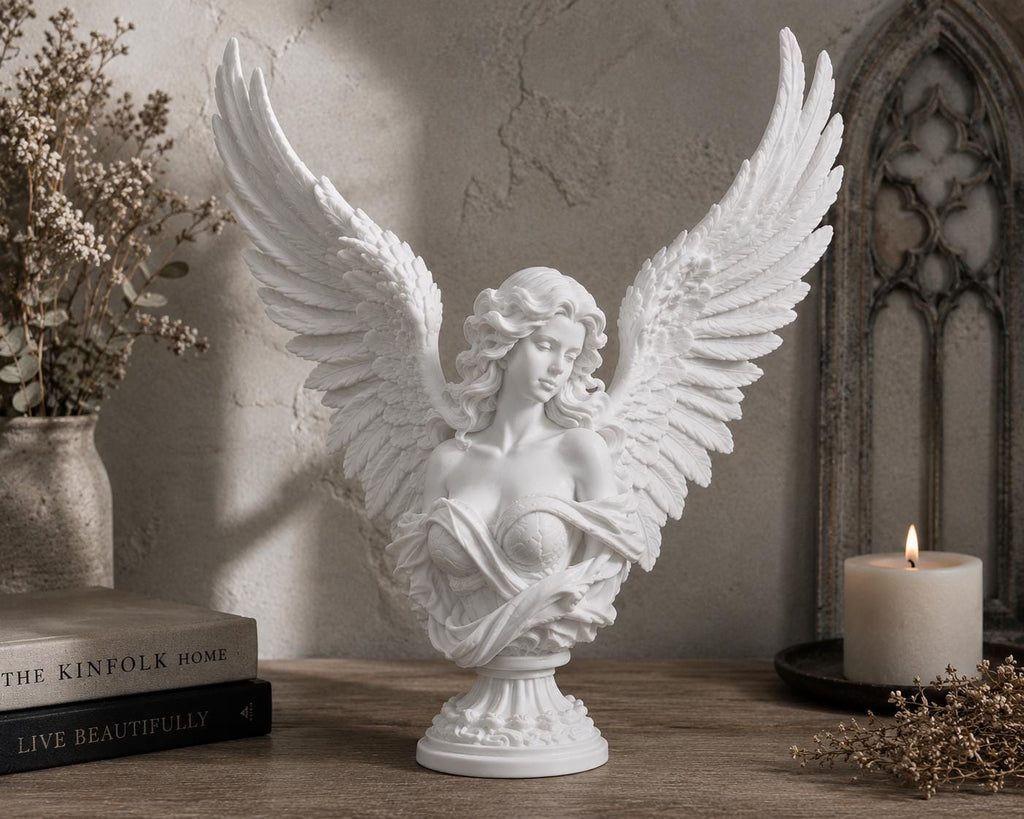 Angel Bust Sculpture, Gothic Celestial Decor, Memorial Gift