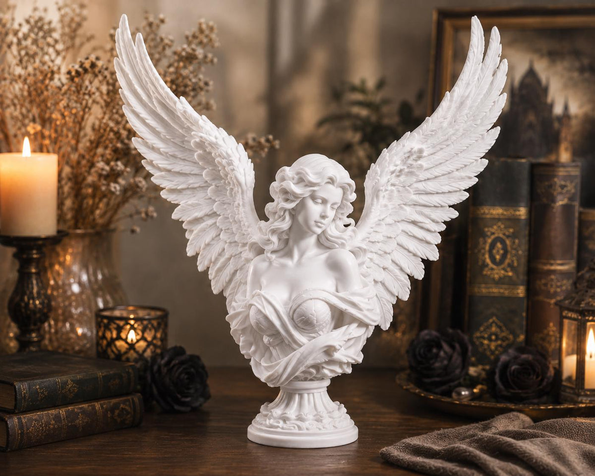 Angel Bust Sculpture, Gothic Celestial Decor, Memorial Gift — photo 4