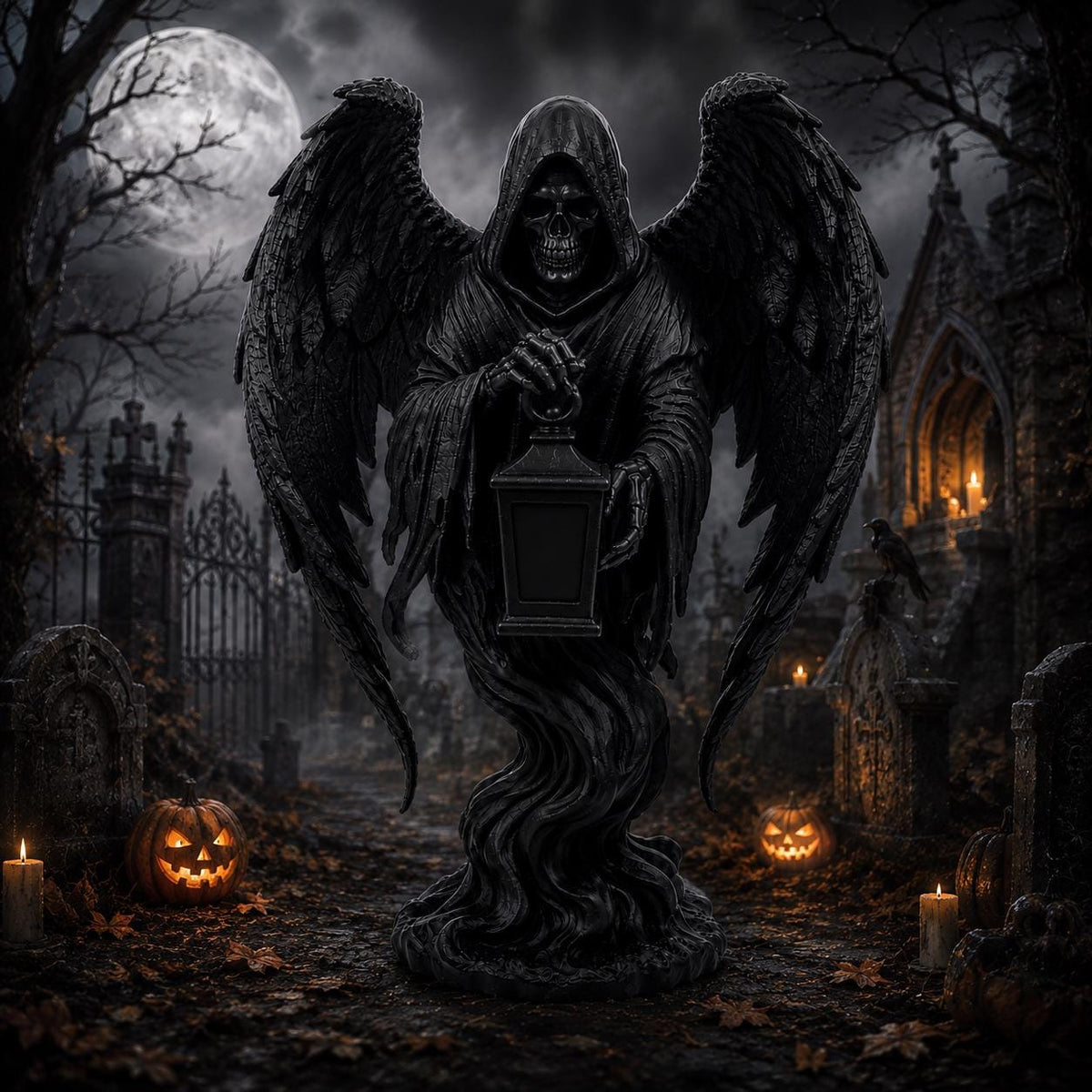 Collector of Souls Statue, Grim Reaper Angel Sculpture, Gothic Decor, Dark Fantasy Figurine