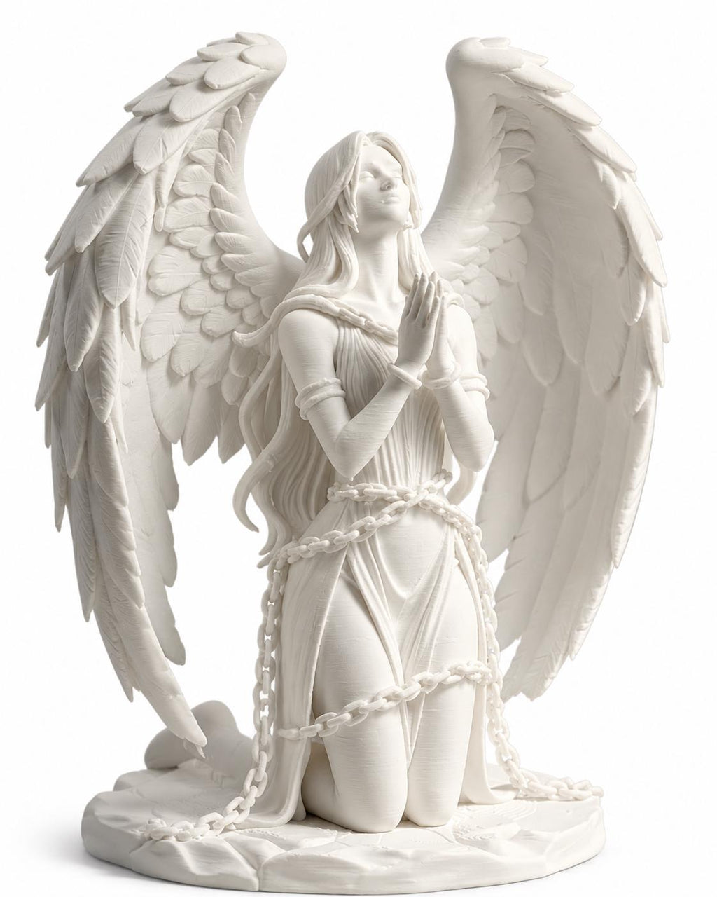 Praying Angel Statue, Gothic Winged Figurine, Dark Academia Celestial Sculpture — photo 3