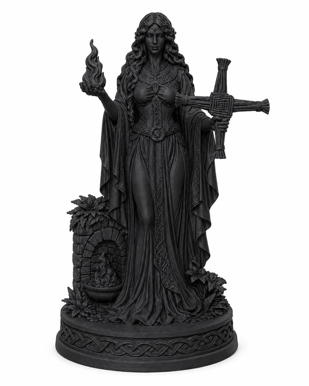 Brigid Goddess Statue, Celtic Pagan Altar Decor, Irish Goddess Figurine, Sacred Flame Imbolc Sculpture — photo 3