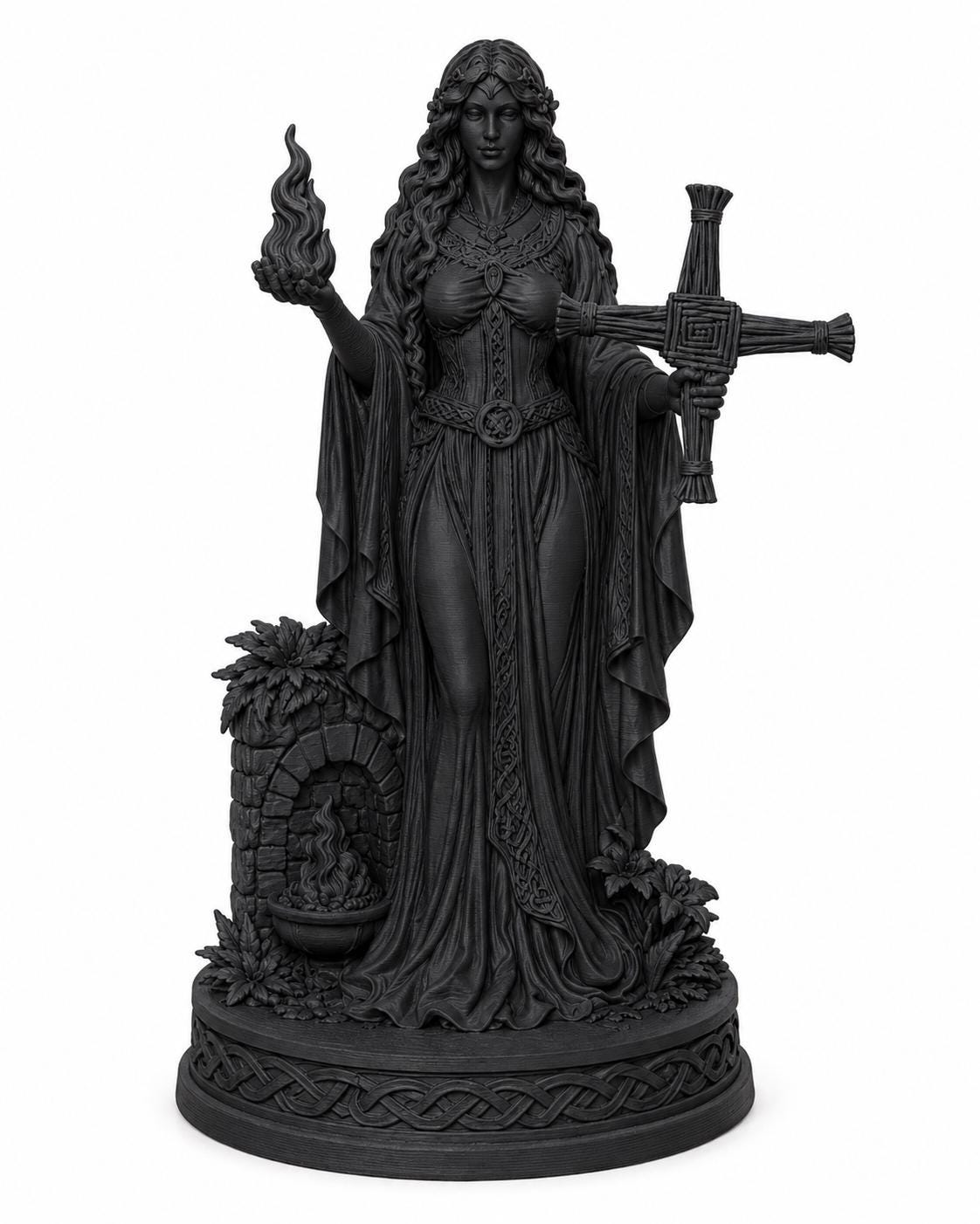 Brigid Goddess Statue, Celtic Pagan Altar Decor, Irish Goddess Figurine, Sacred Flame Imbolc Sculpture — photo 3