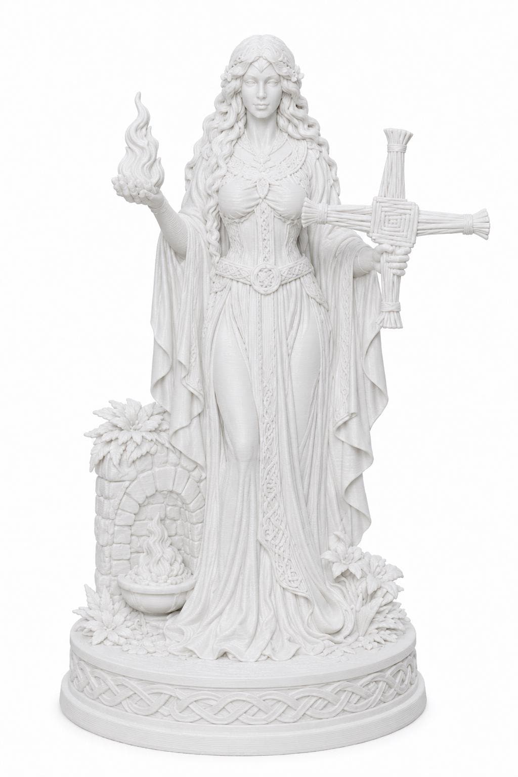 Brigid Goddess Statue, Celtic Pagan Altar Decor, Irish Goddess Figurine, Sacred Flame Imbolc Sculpture — photo 4