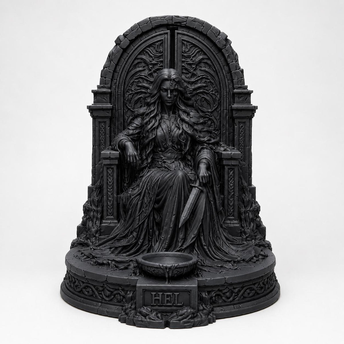 Hel Norse Goddess Statue, Underworld Throne Sculpture, Pagan Altar Decor — photo 3