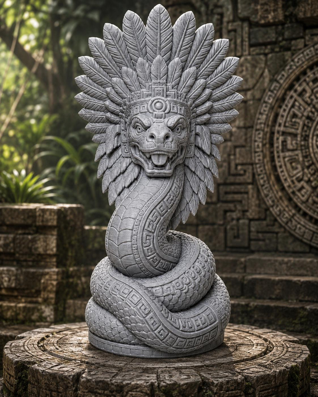 Quetzalcoatl Statue, Feathered Serpent Sculpture, Aztec Mythology Decor, Mesoamerican Art — photo 3