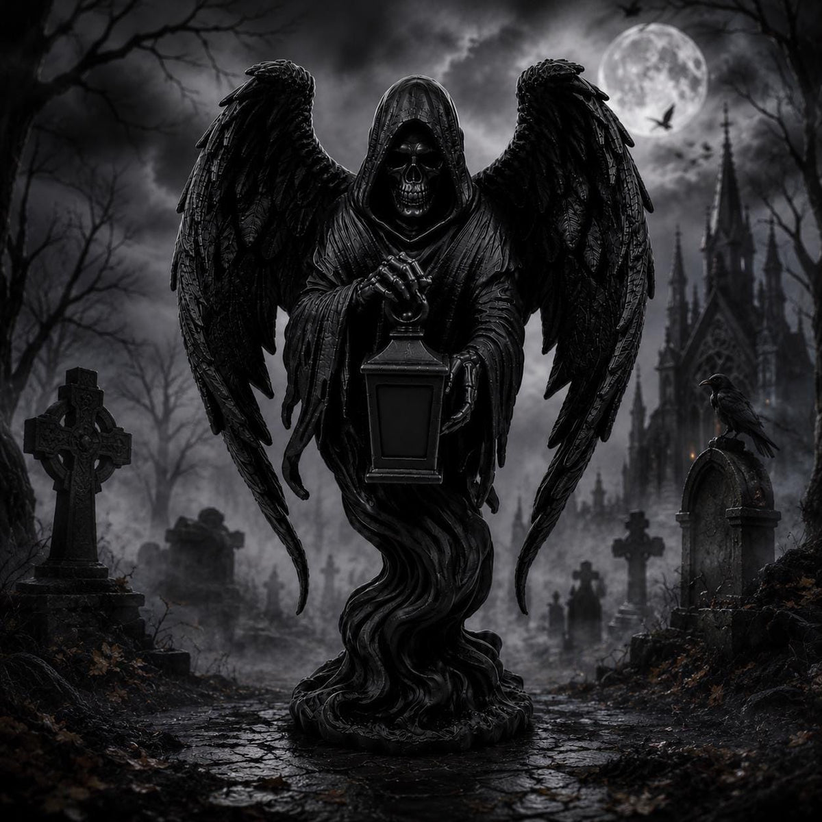 Collector of Souls Statue, Grim Reaper Angel Sculpture, Gothic Decor, Dark Fantasy Figurine — photo 2