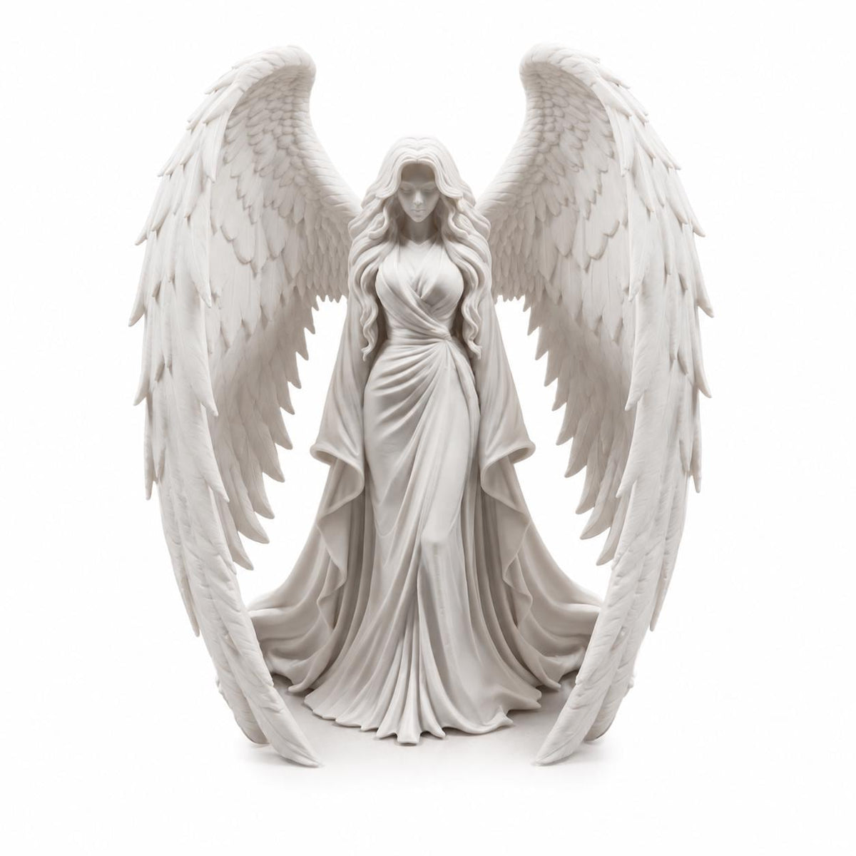 White Guardian Angel Statue, Large Celestial Sculpture, Detailed Wings, Spiritual Home Decor — photo 2