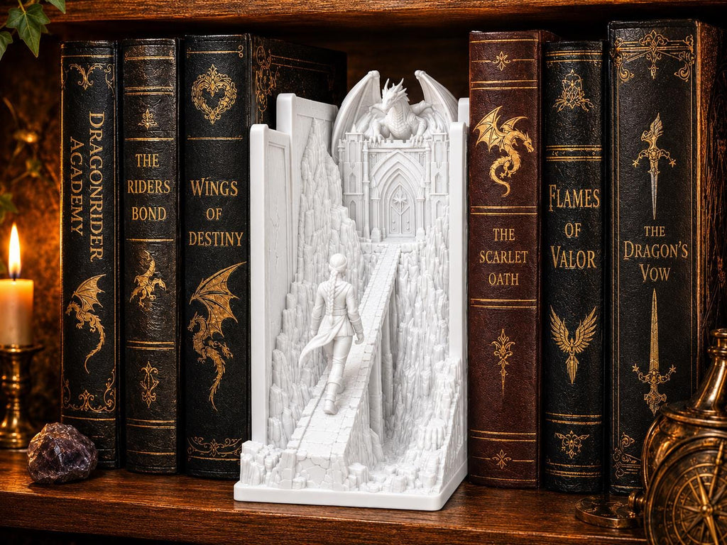 Dragon Rider Book Nook, Gothic Academy Scene, Fantasy Shelf Decor — photo 3